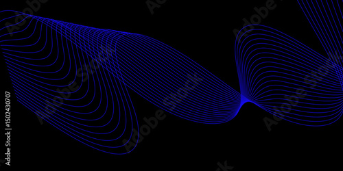 Abstract blue background with a glowing abstract waves. Abstract wave element for design. Digital frequency track equalizer, Futuristic background design. Long exposure, Light painting photography.