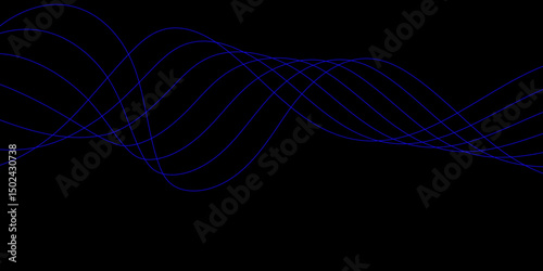 Abstract blue background with a glowing abstract waves. Abstract wave element for design. Digital frequency track equalizer, Futuristic background design. Long exposure, Light painting photography.