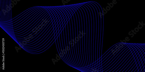 Abstract blue background with a glowing abstract waves. Abstract wave element for design. Digital frequency track equalizer, Futuristic background design. Long exposure, Light painting photography.