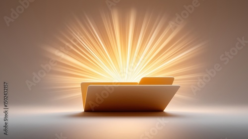 Glowing folder with radiant light effect