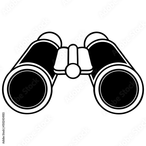 black binoculars on white background