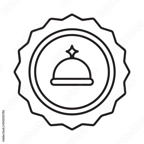 Premium Service Badge Elegant Line Art Icon of a Cloche