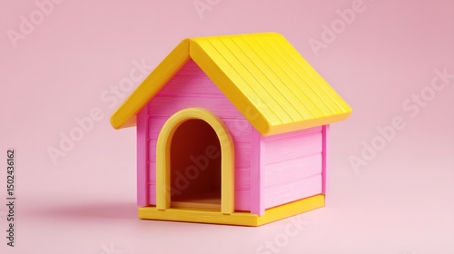 Playful pink and yellow dog house