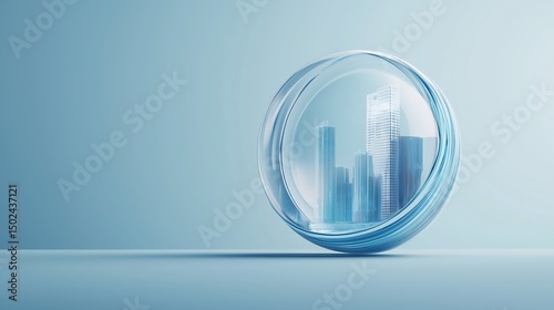 Cityscape encased in a glass sphere