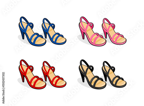 colorful elegant women footwear vector collection