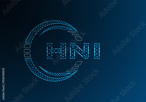 HNI low poly letter logo vector design. HNI lower poly logo design.