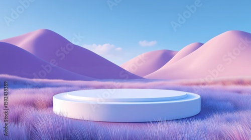 Futuristic landscape with a circular platform