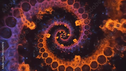 Abstract Spiral Animation with Bubbles and Fluid Motion Visual