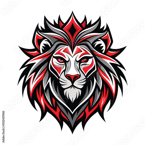 Wallpaper Mural Lion head tribal tattoo vector illustration with fire and skull elements Torontodigital.ca