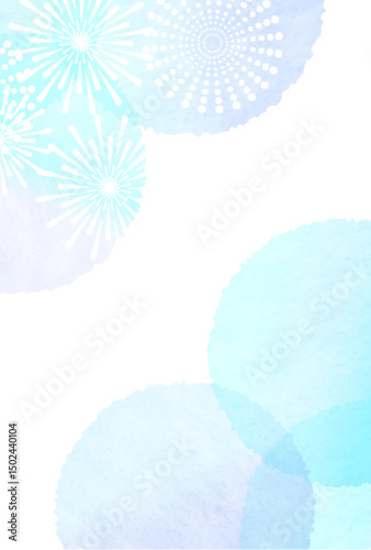 花火　暑中見舞い　水彩　背景