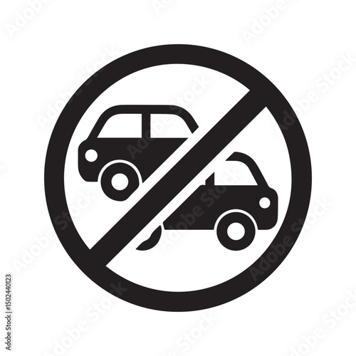 No Parking Icon Prohibiting Vehicles, Car Restrictions Symbol, Stop Sign Illustration