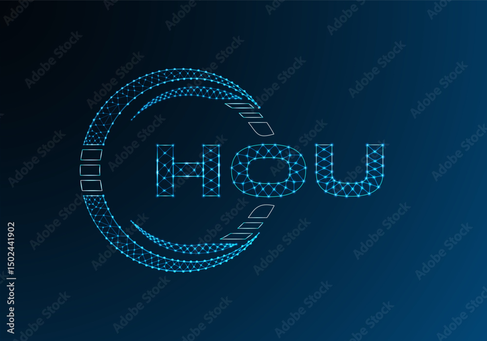 Naklejka premium HOU low poly letter logo vector design. HOU lower poly logo design.