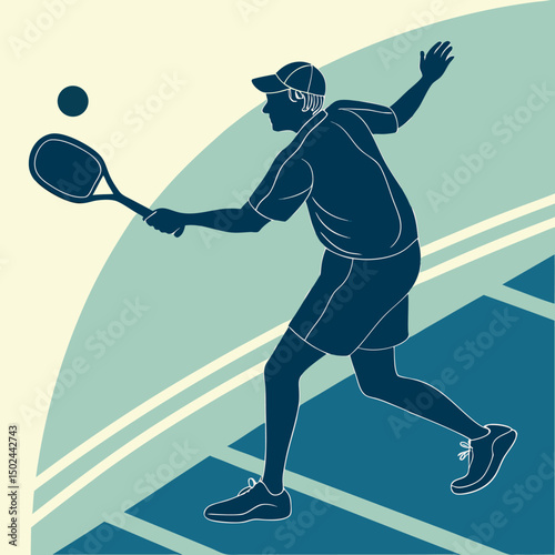 Characters playing pickleball from different angles