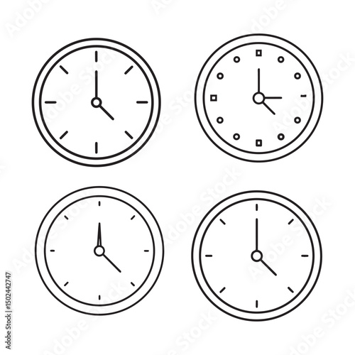 Collection of Simple Clock Icons Minimalist Time Designs for Websites and Applications