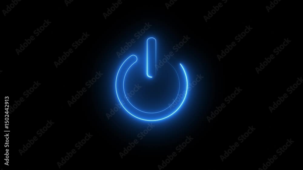 Neon power reset button sign animation.