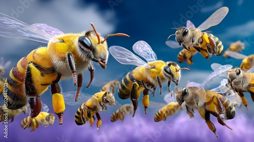 Honey Bees Flying, Pollination, Apiculture, Insects, Bees