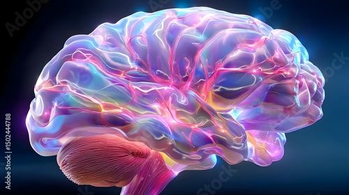 Human Brain Hologram. Artificial Intelligence concept. Neural Network. Science and Technology.