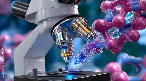 Microscope and Molecule Structure: Scientific Research, Biotechnology, and Medical Illustration