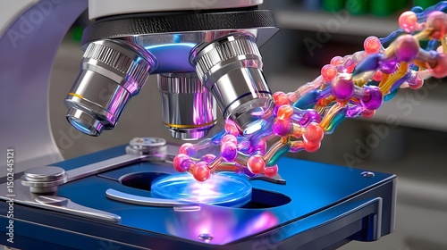 Microscope DNA Analysis Science Lab Research Biotechnology Medical Innovation Concept