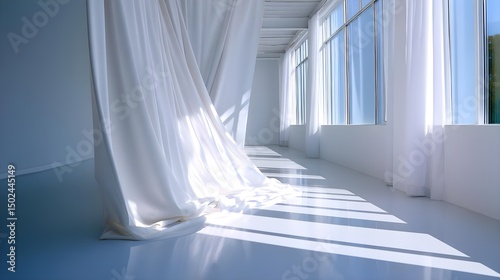 Minimalist White Room with Light and Shadow, Interior Design, and Airy Ambiance