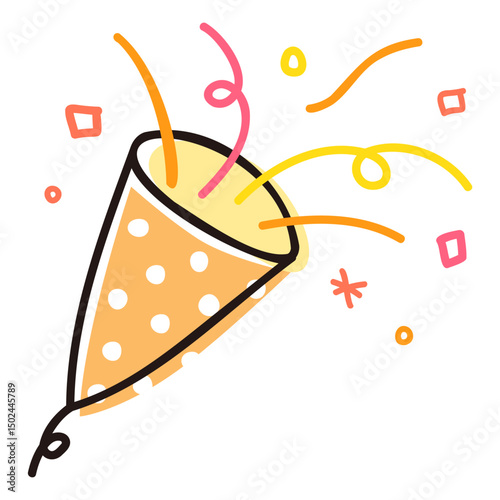 Party popper clipart – colorful confetti cracker for celebration and birthday