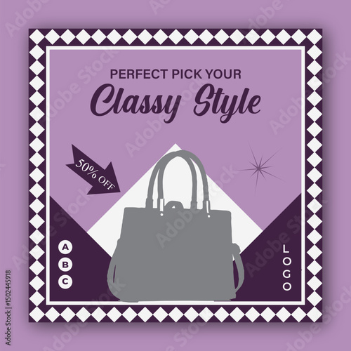 Ladies hand bag social media post banner template design