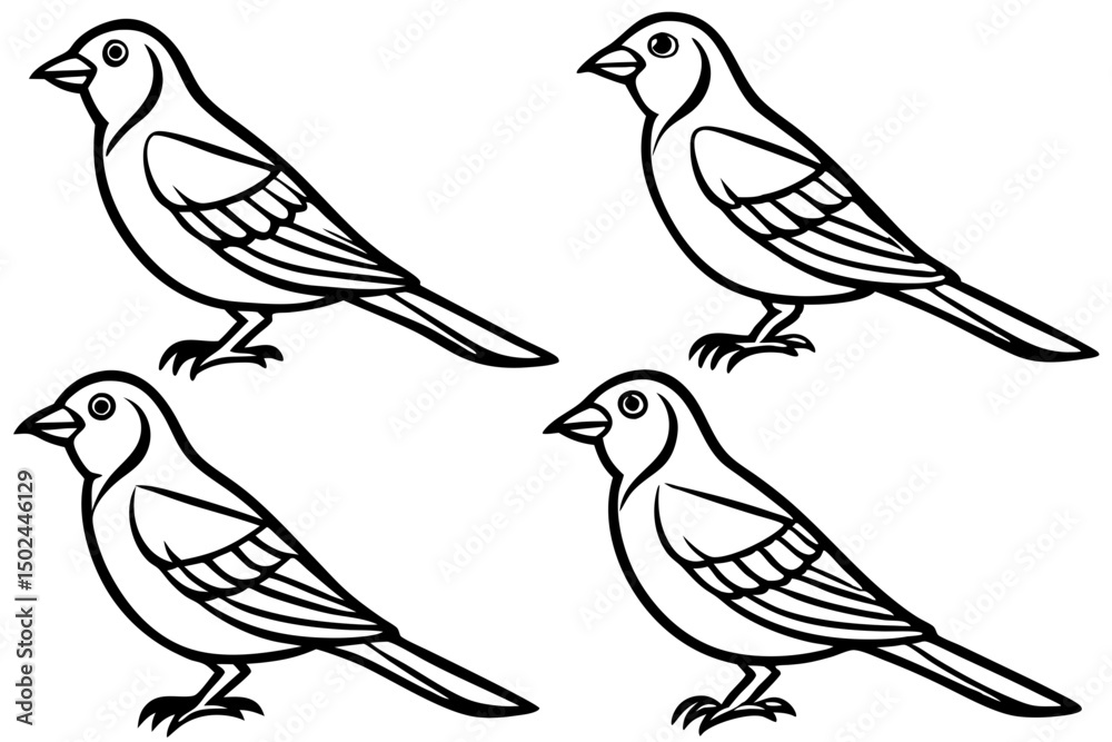 Obraz premium Finch Bundle Set Minimalist Line Art Vector