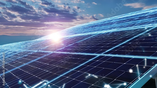 Solar Panels, Sustainable Energy, Renewable Technology, Clean Energy Solutions under Blue Sky