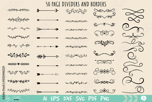 Elegant Vintage Decorative Borders and Swirls – Calligraphic Ornaments, Frames, Dividers & Flourishes for Invitations, Cards, Monograms, and Scrapbooking Designs