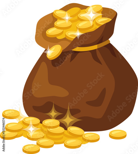 Bag Overflowing with Shiny Coins