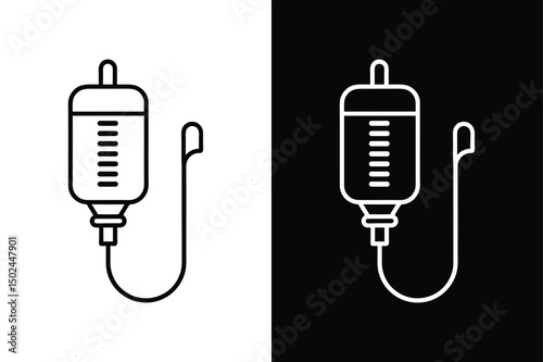 Intravenous line Icon. Black and White IV Pump Medical Vector Illustration