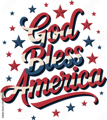 god bless america 4th of july t-shirt design