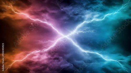 Striking Lightning Flashes Across Dark Stormy Sky Visual Effect