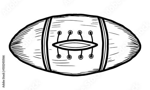 Hand drawn doodle ball american football vector illustration. Sketch style. Rugby ball or football vector outline