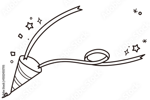 クラッカーの手書き線画イラスト素材