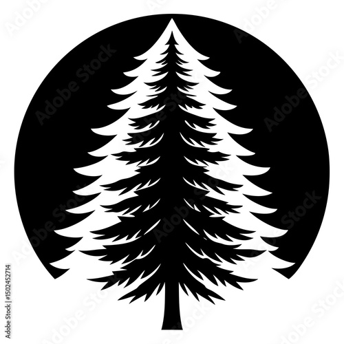 Pine-tree Vector Minimal Nature Design on White Background
