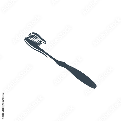 
Toothbrush with toothpaste applied for dental hygiene illustration