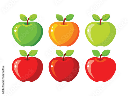 Six colorful apples cartoon illustration
