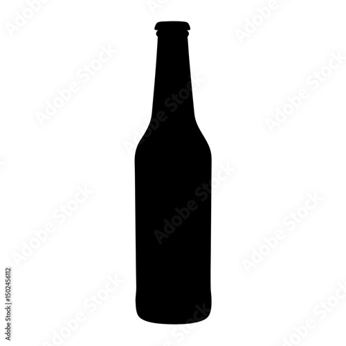 Beer bottle silhouette, Wine bottle black silhouette vector