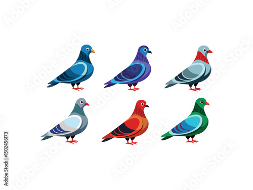  pigeons bird collection graphic design
