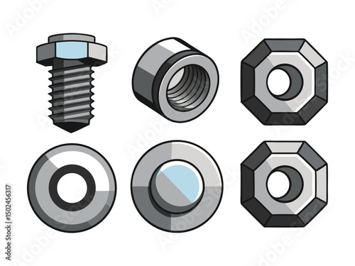 Assorted bolts nuts and washers mechanical hardware
