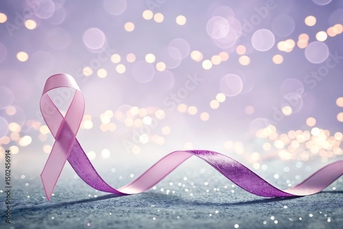 3D-style ribbon floating with soft bokeh or light particles in the background—can be used in campaigns.