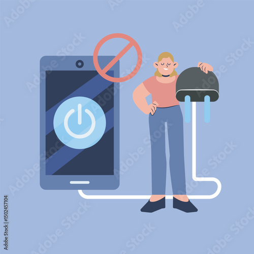 off phone rules illustration in isolated background