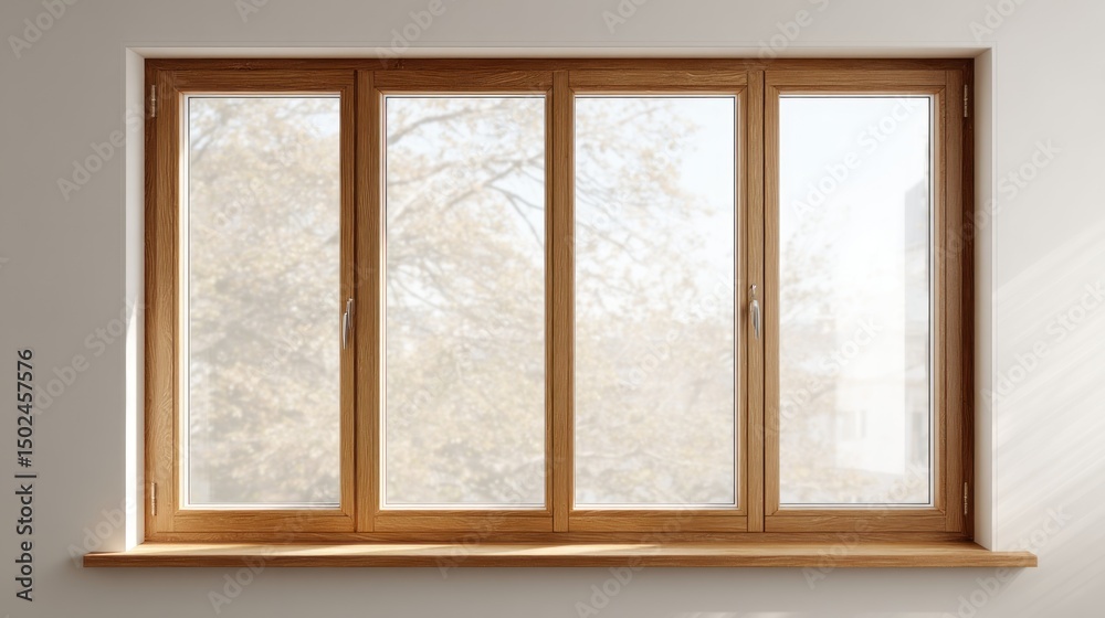 Fototapeta premium Wooden window with four panes