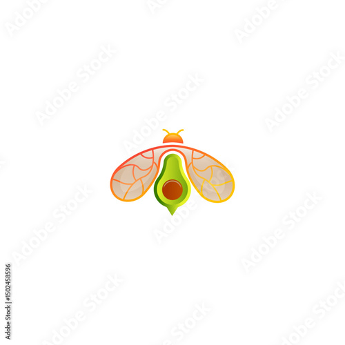 vector illustration of a combination bee and avocado