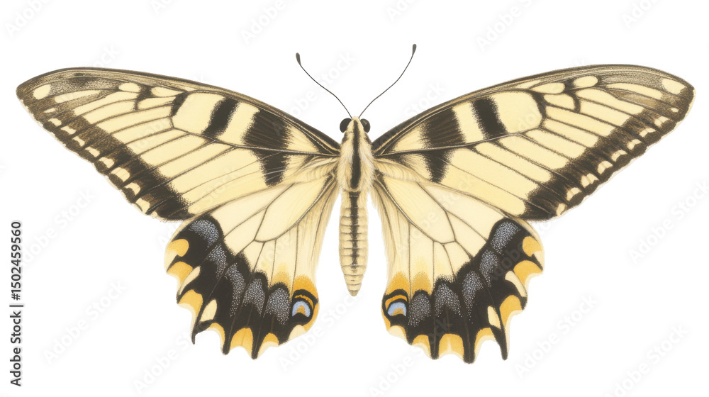 Obraz premium Detailed Butterfly with Yellow and Black Wings on a Transparent Background