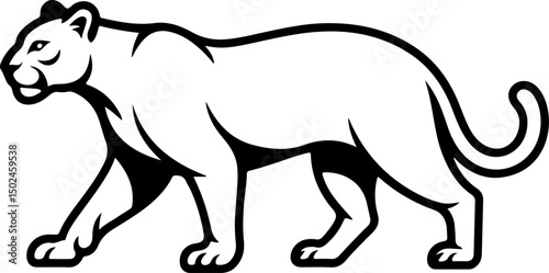Cheetah silhouette and line art Vector