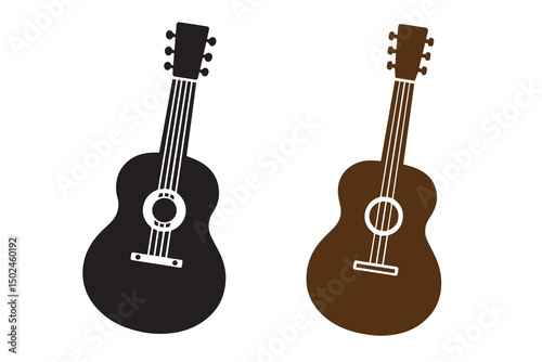 Acoustic Guitar Silhouette Vector Illustration Musical Instrument Design