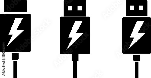 usb charging icon set. cable port sign. Cable for charging. internet charging wires. Electronic device input cords