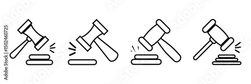 Gavel liner icon vector set.
